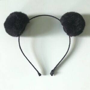 Women’s Lightweight Cute Black Fluffy Double Soft Pom-Pom Headband